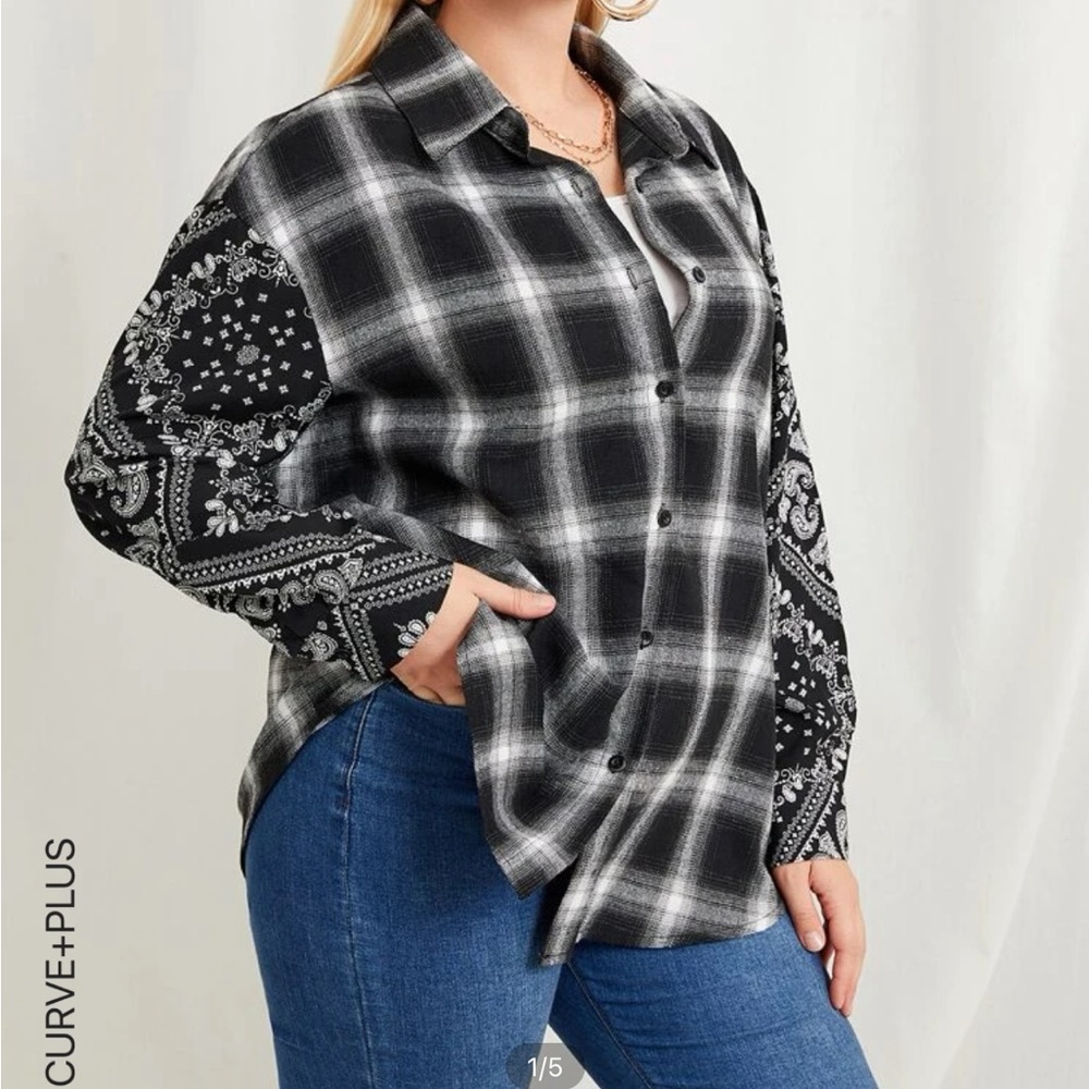 SHEIN black button up shirt